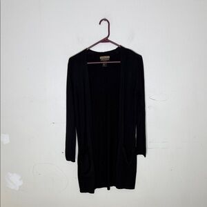 Finity Naturals Rayon Blend Open Front Black Long Cardigan Size Small